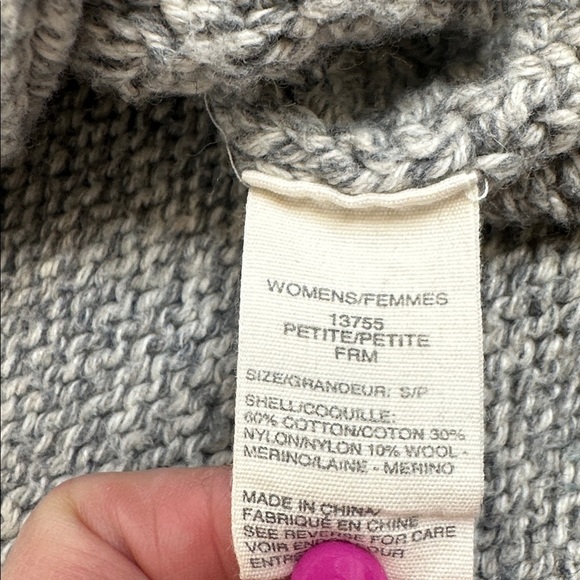 WOOLRICH Women’s Grey Cable Knit Chunky Grannycore Zip Up Sweater Sz SP - Picture 7 of 8